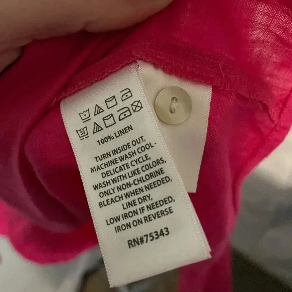 Sigrid Olsen bright pink 100%‎ Linen Button Down Shirt Size 2X - Image 8