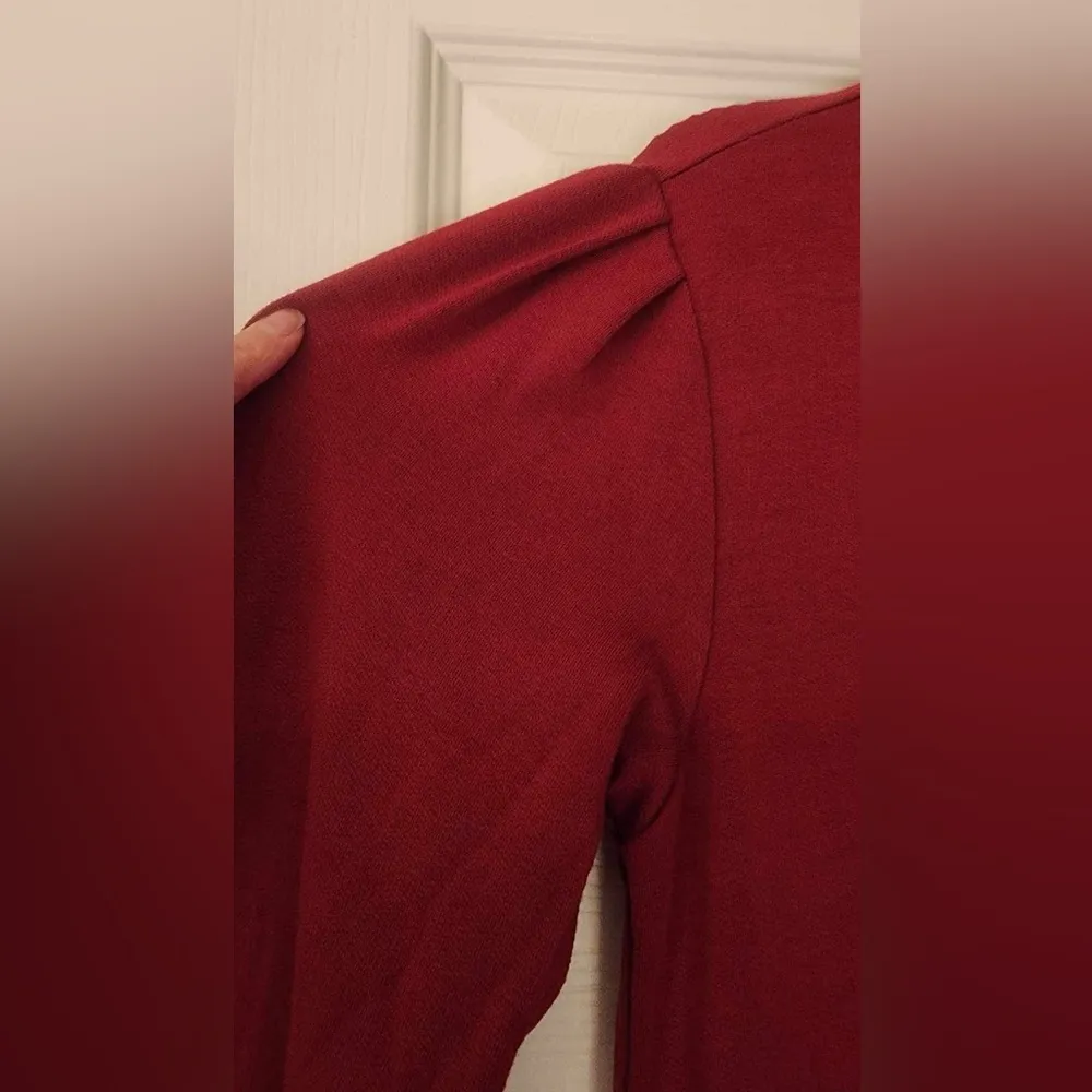 BLDWN Matteo Modal & Spandex Long Sleeve Shift Dress in Red Velvet Size Small - Image 7