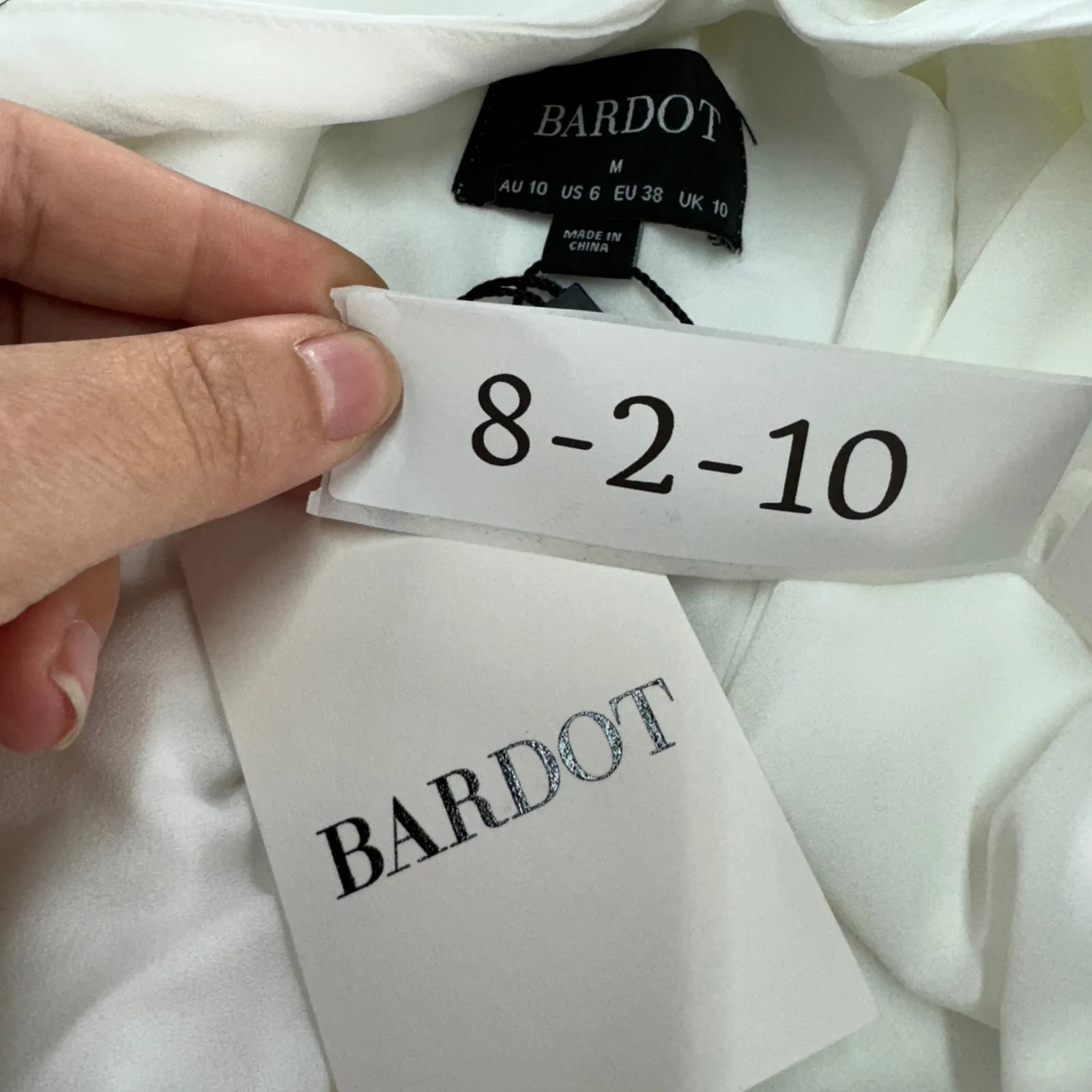 Bardot Dress Womens 6 White‎ River Bias Draped Open Back Side Slit - Image 7