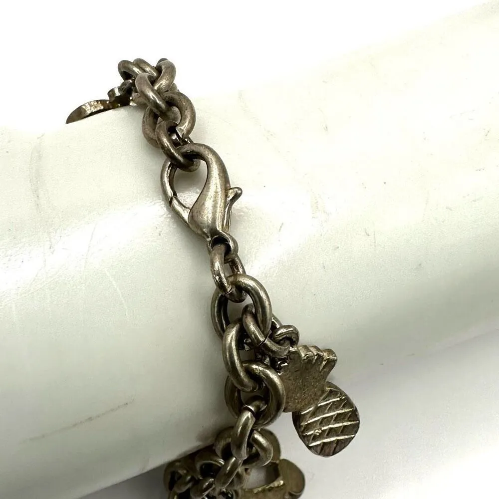 Silver tone vintage fruit charm bracelet - Image 8