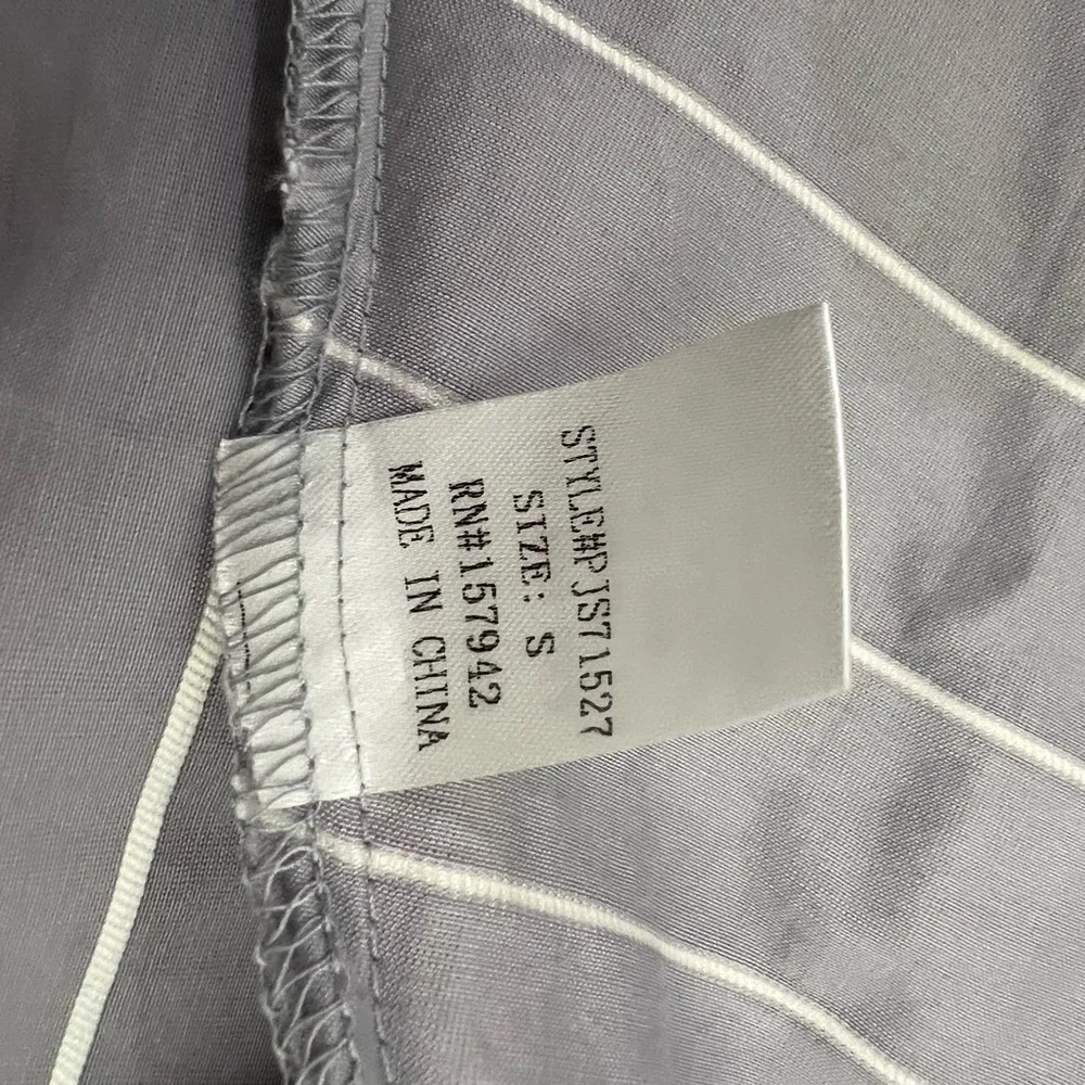 Balance Collection Gray Striped Romper wrap front V neck. - Image 3