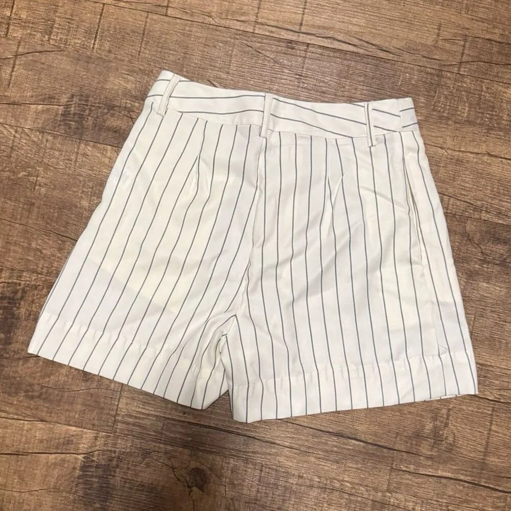 NEW 89th + Madison pinstriped pleated trouser shorts White Size 4 - Image 5
