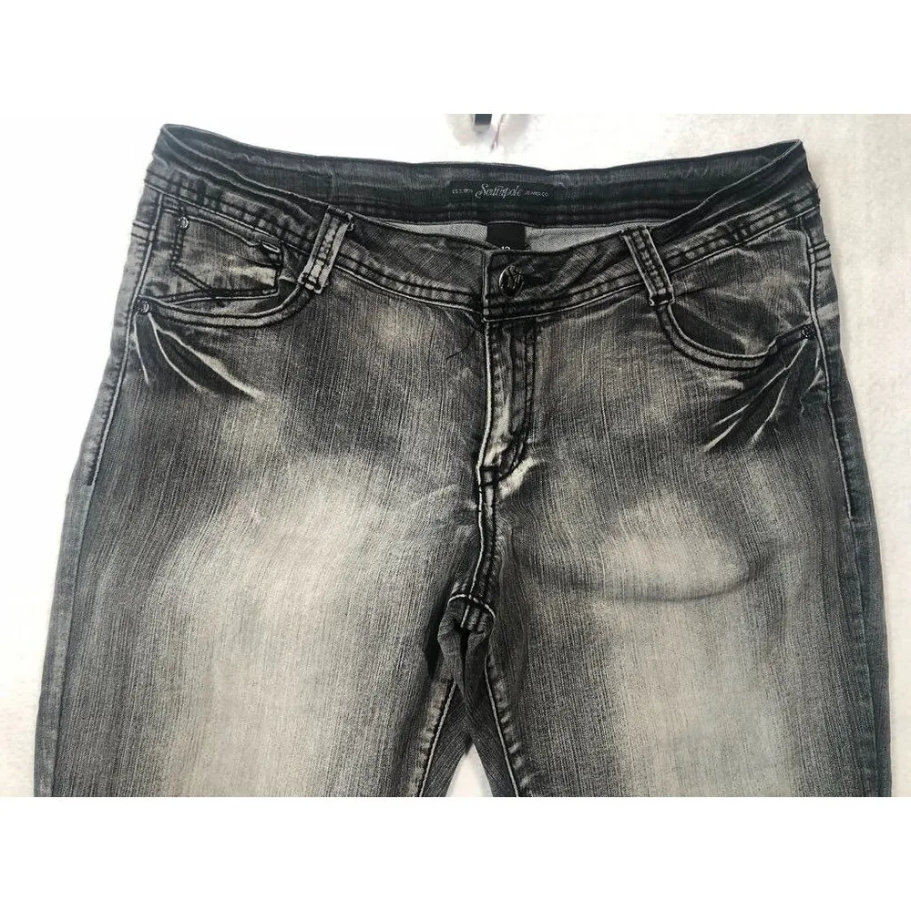 Vintage Southpole Distressed Black Jeans Bling Spell Out Logo Juniors Women's 13 Size undefined - Image 3