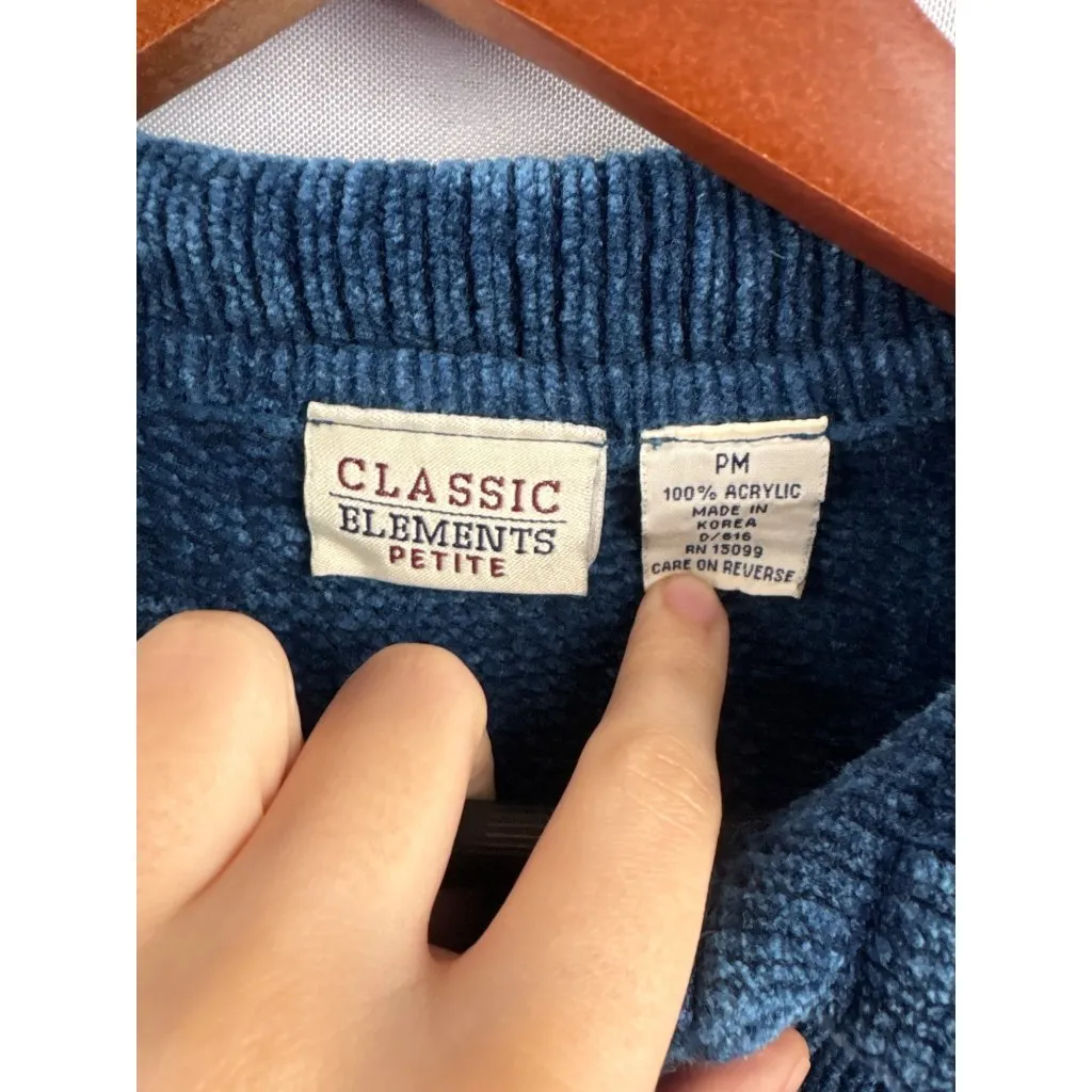 Classic Elements Womens Petite Medium Blue Acrylic Zip-Up Cardigan Sweater - Image 4