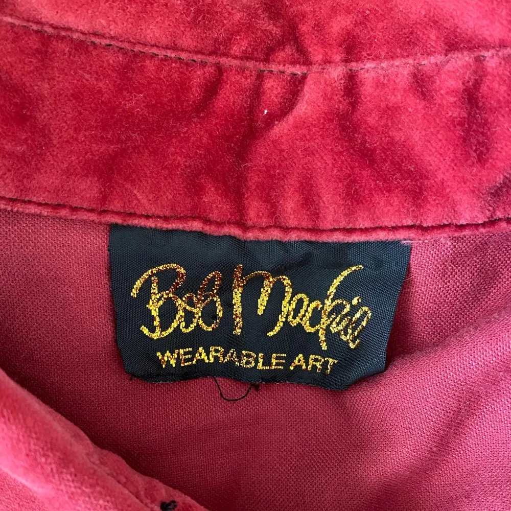 Vintage Bob Mackie Wearable Art Red Floral Fleece Jacket Coat - Image 5