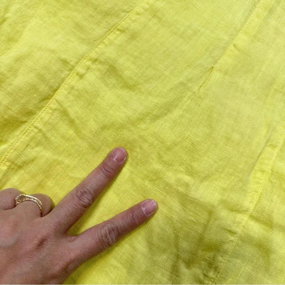 Sahara 100% Pure Linen Sleeveless Midi Dress Pintuck Beachy in Yellow Size M Size M - Image 14