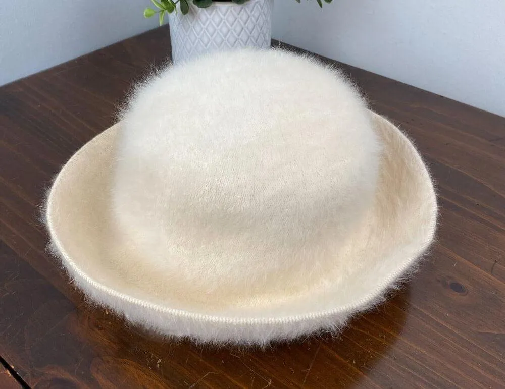 Vintage 80s Kangol Angora Ivory Fuzzy Charlene Furgora Hat - Image 2