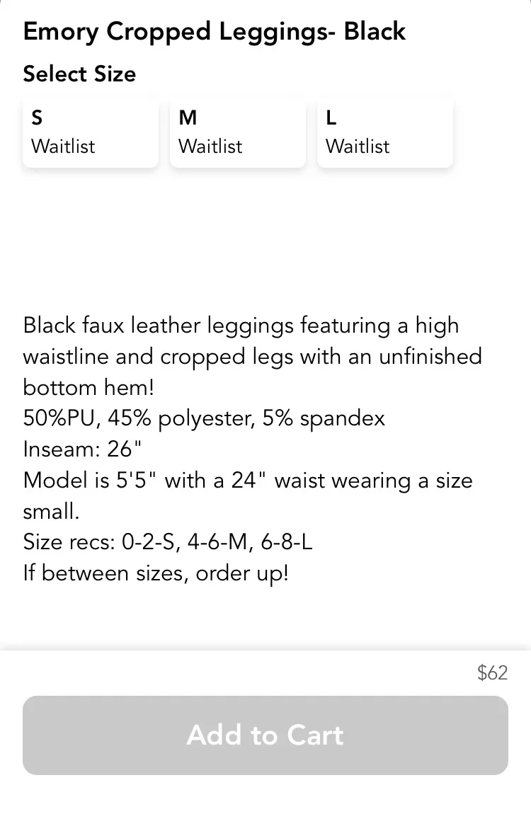 Faux Leather Leggings  - Image 5