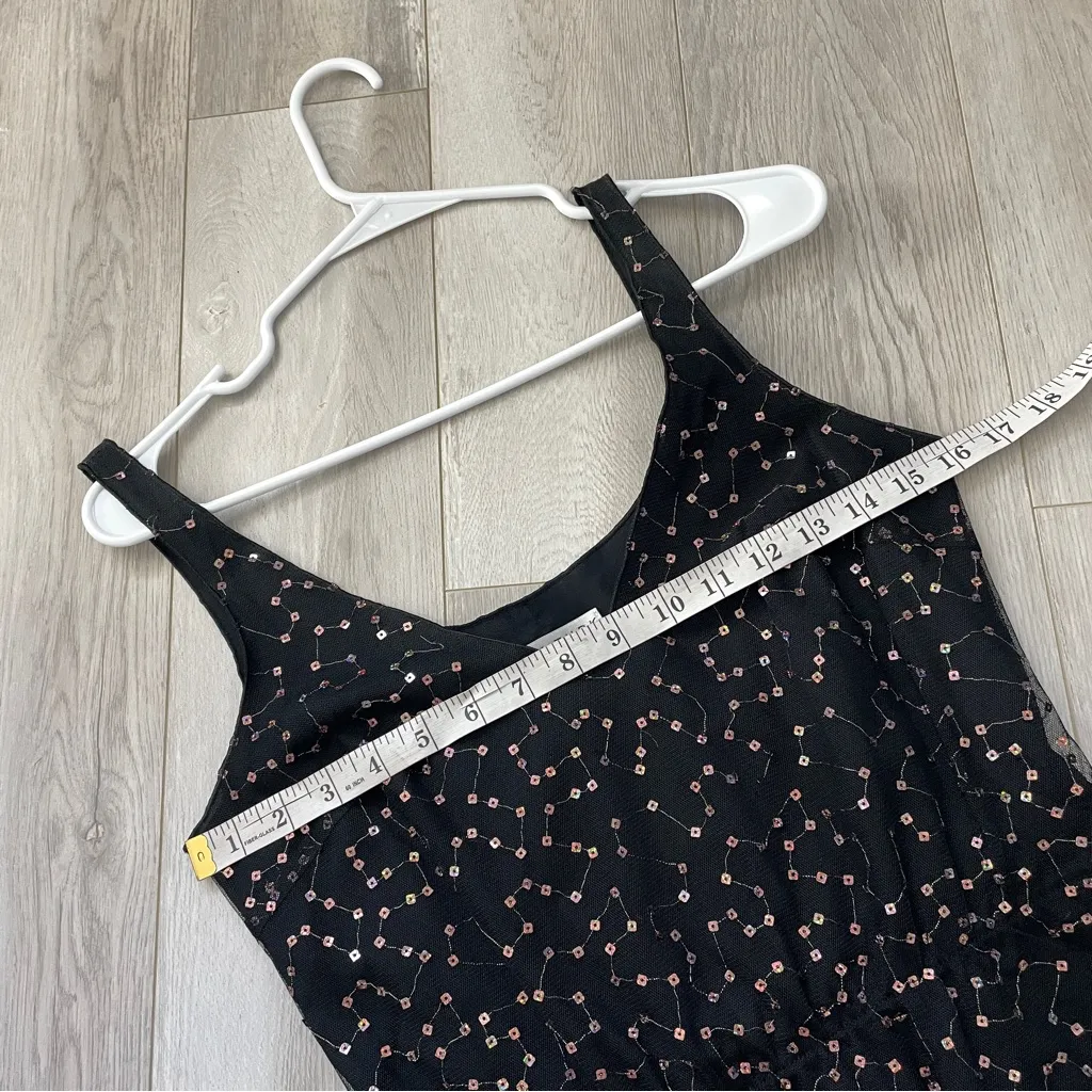 Sequin Mesh Tank Top peplum crop womens Black small y2k party going out holiday - Image 3