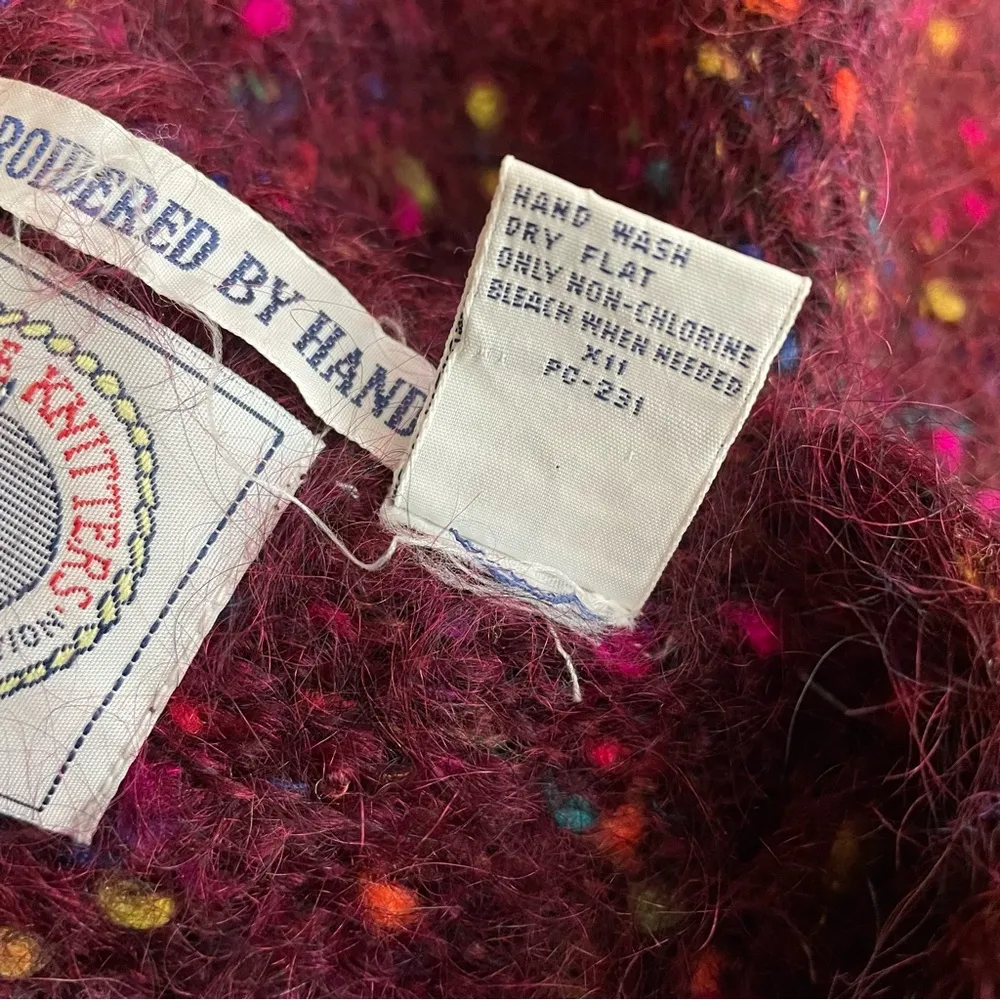 Vintage Cape Isle Knitters Fuzzy Mohair Confetti Cardigan Sweater slouchy 90s S - Image 11