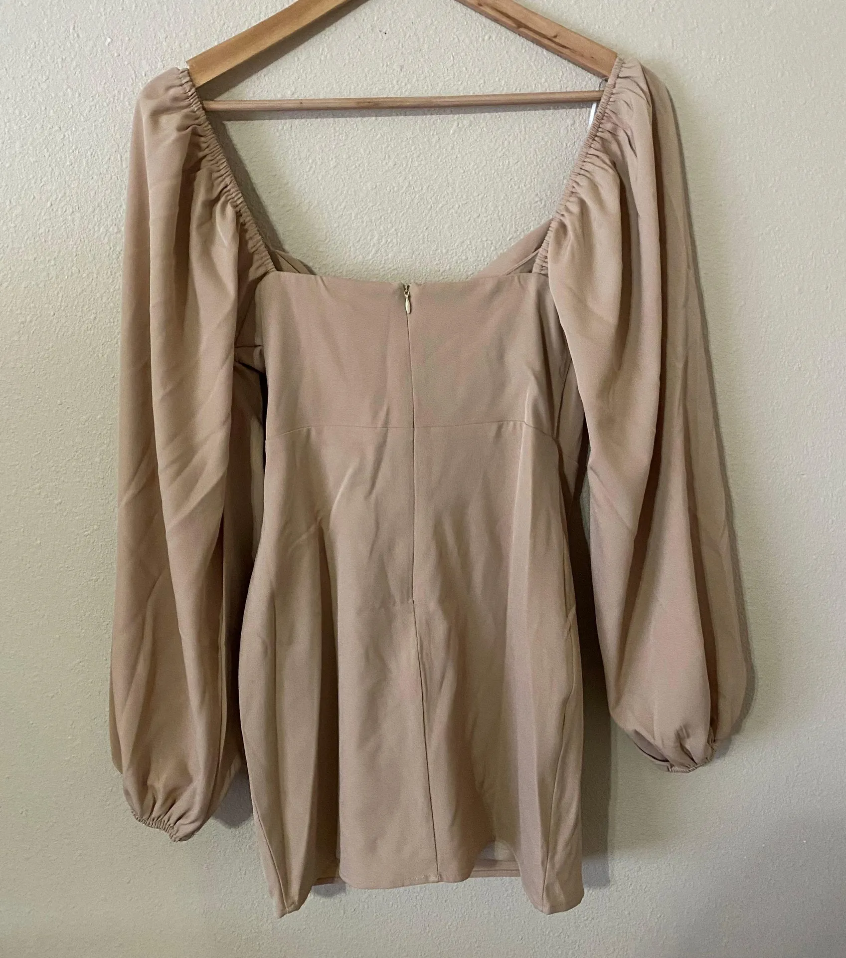 Lillie Long Sleeve Mini Dress Beige - Image 6