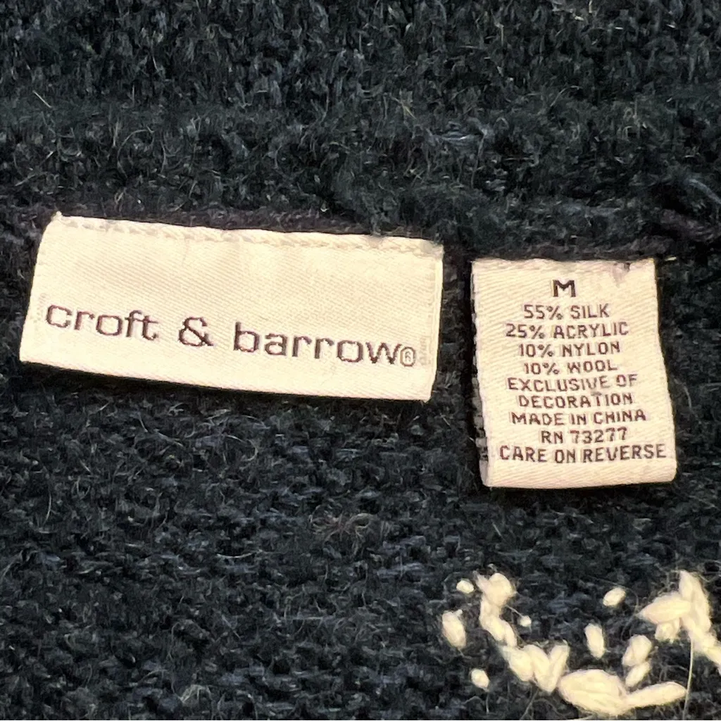 Vintage Croft & Barrow Snowman Zip Cardigan Sweater Size M Christmas Holiday - Image 8