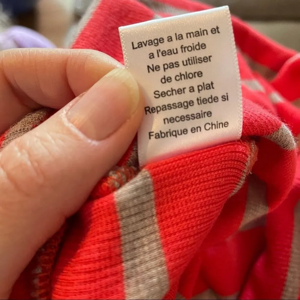 Bordeaux Orange Striped Pullover Sweater Womens XS Y2K Blouse Casual Cozy - Image 5