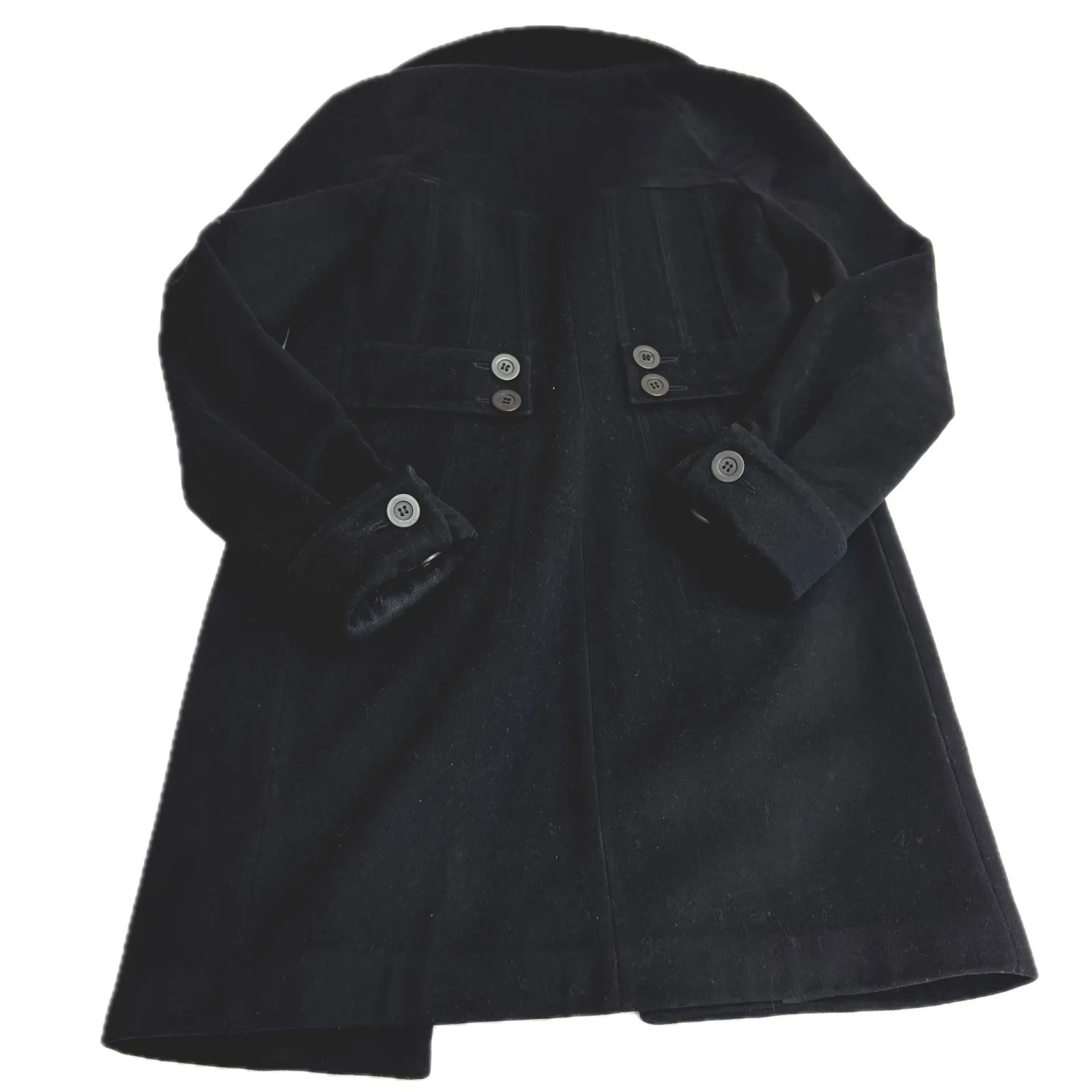 REISS Coat Womens X Small Black Topanga Lambs Wool Cashmere Button Front Jacket - Image 2