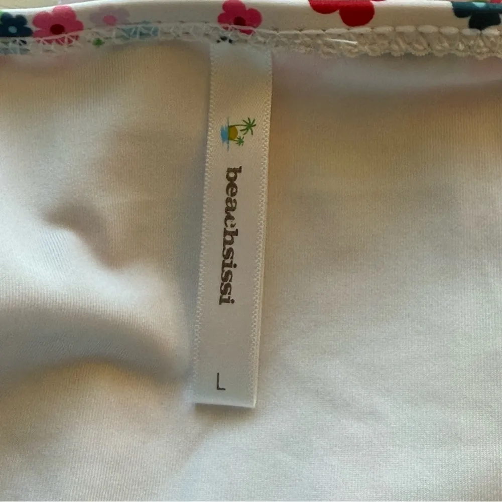 Beachsissi Swim Bikini Bottom Womens Size L White Floral Tropical Beach Vacation - Image 4