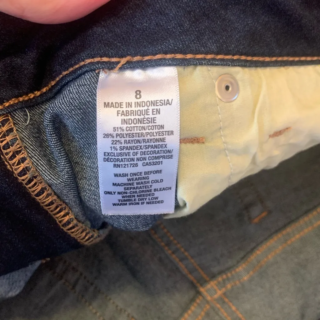 Aeropostale Jean Shorts 8 MIDI Indigo Blue Denim Cuffed Pockets - Image 3