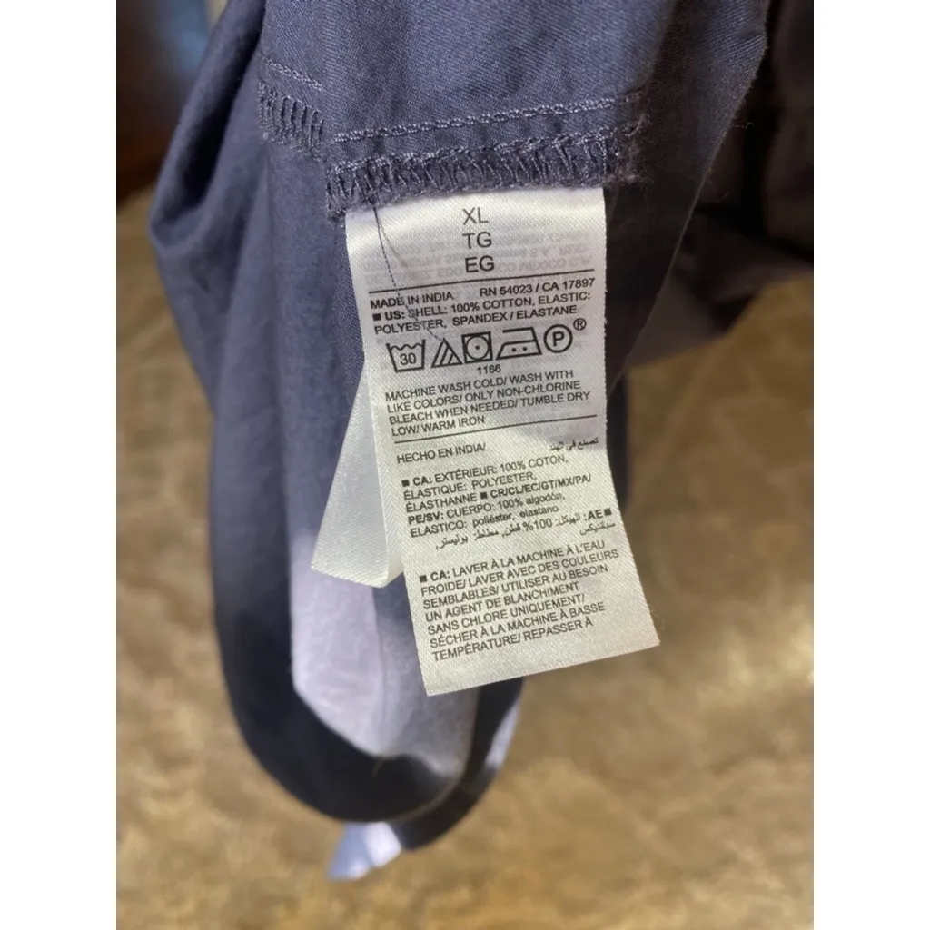 Old Navy 100% Cotton Midi Dress Navy Blue Smocked Cottagecore Prairie Coastal XL - Image 7