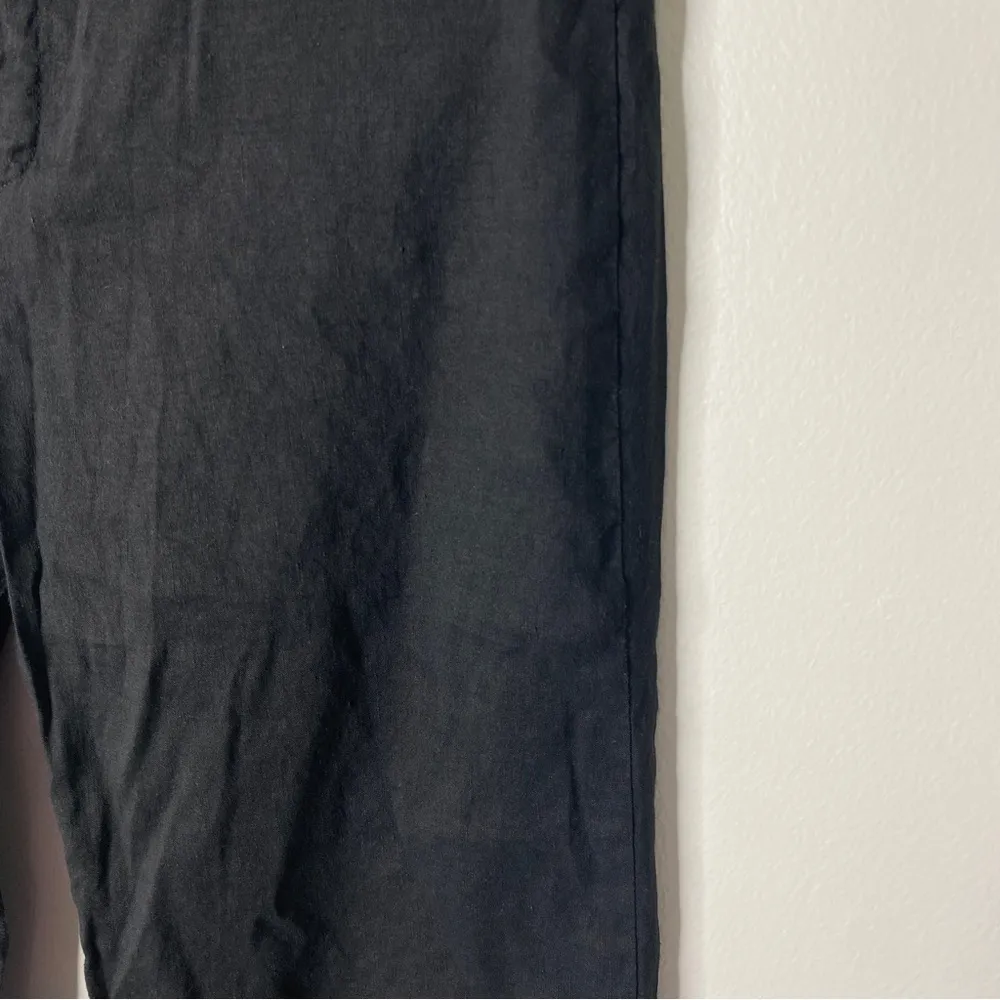 Kobi Halperin Black Linen Blend Lace Kick Flare Crop Leg Kelly Pants Capris 4 - Image 4