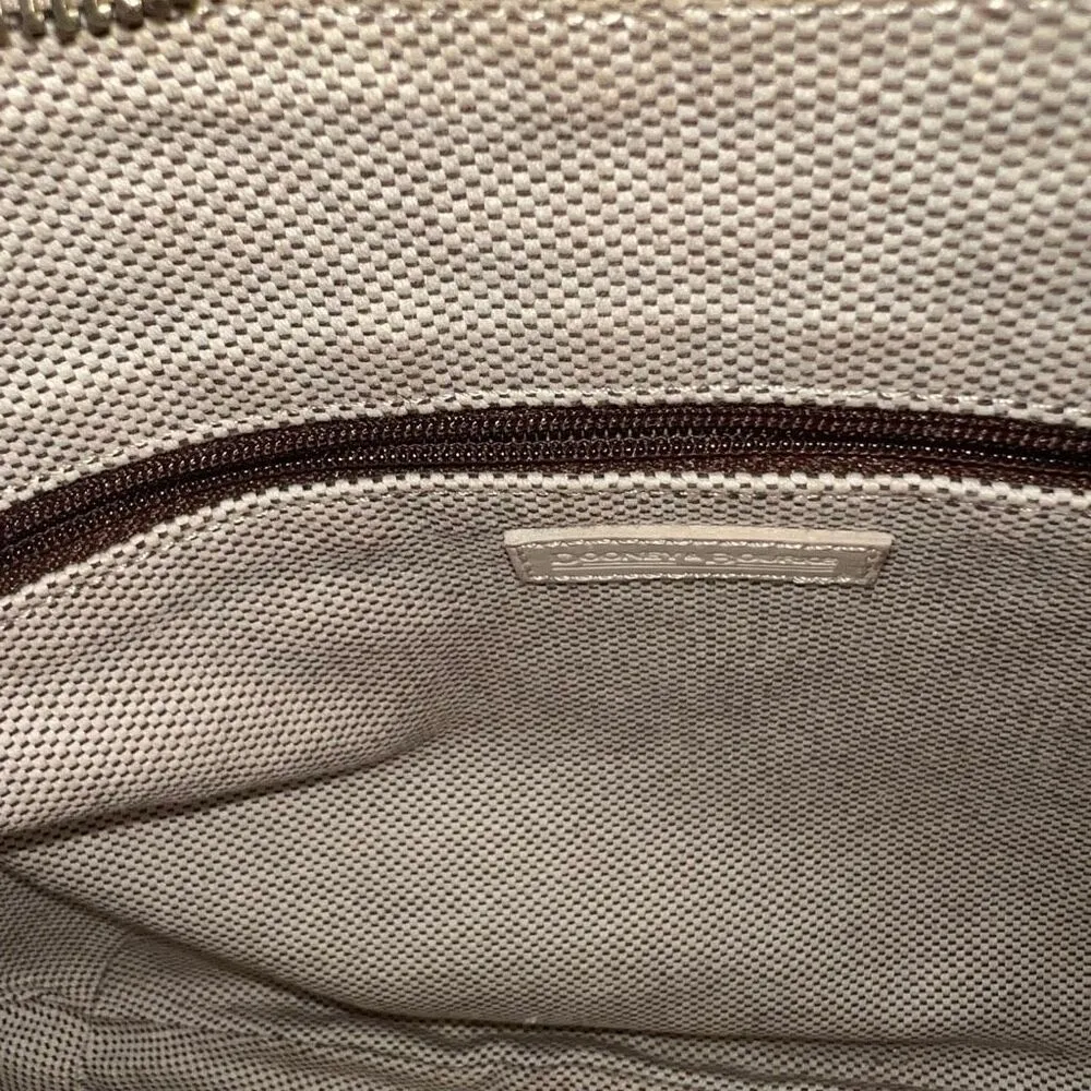 Dooney & Bourke Cream Signature Canvas and Leather Hobo Bag with Adjustable Leat - Image 9