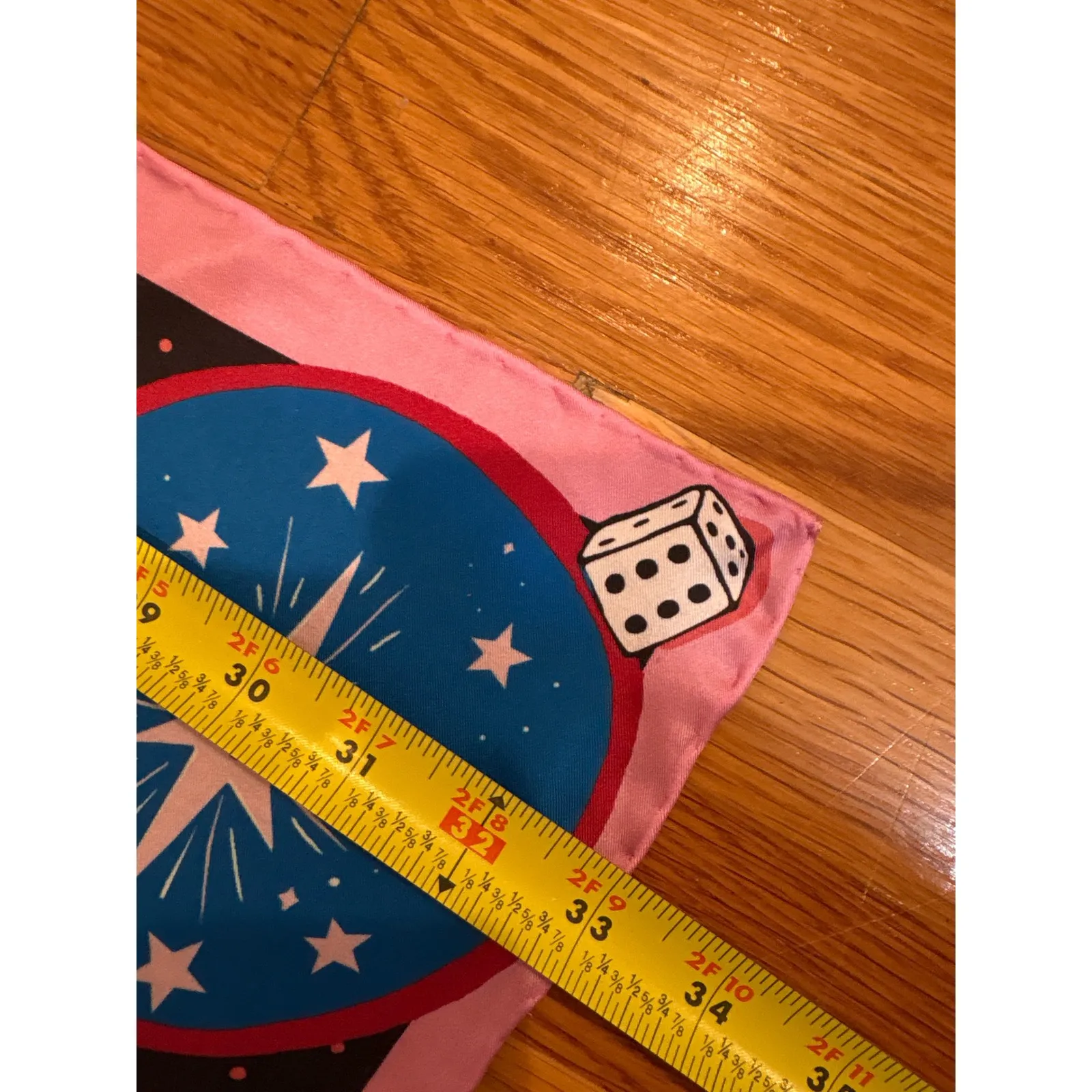 Kate Spade New York Spin the Wheel Fortune Silk Scarf Lucky Dice Design Pink - Image 5