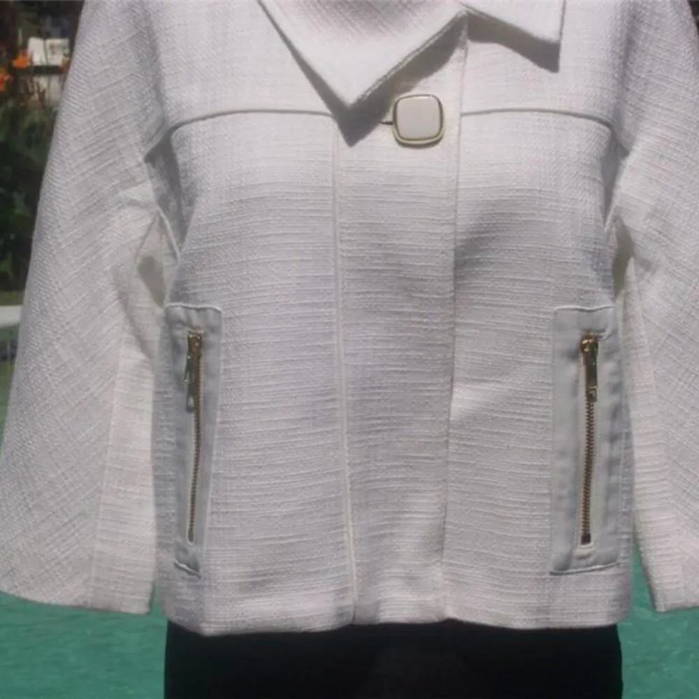 Cache Textured Swing Lined Jackie O Vented Jacket Top New Off White $178 NWT - Image 5