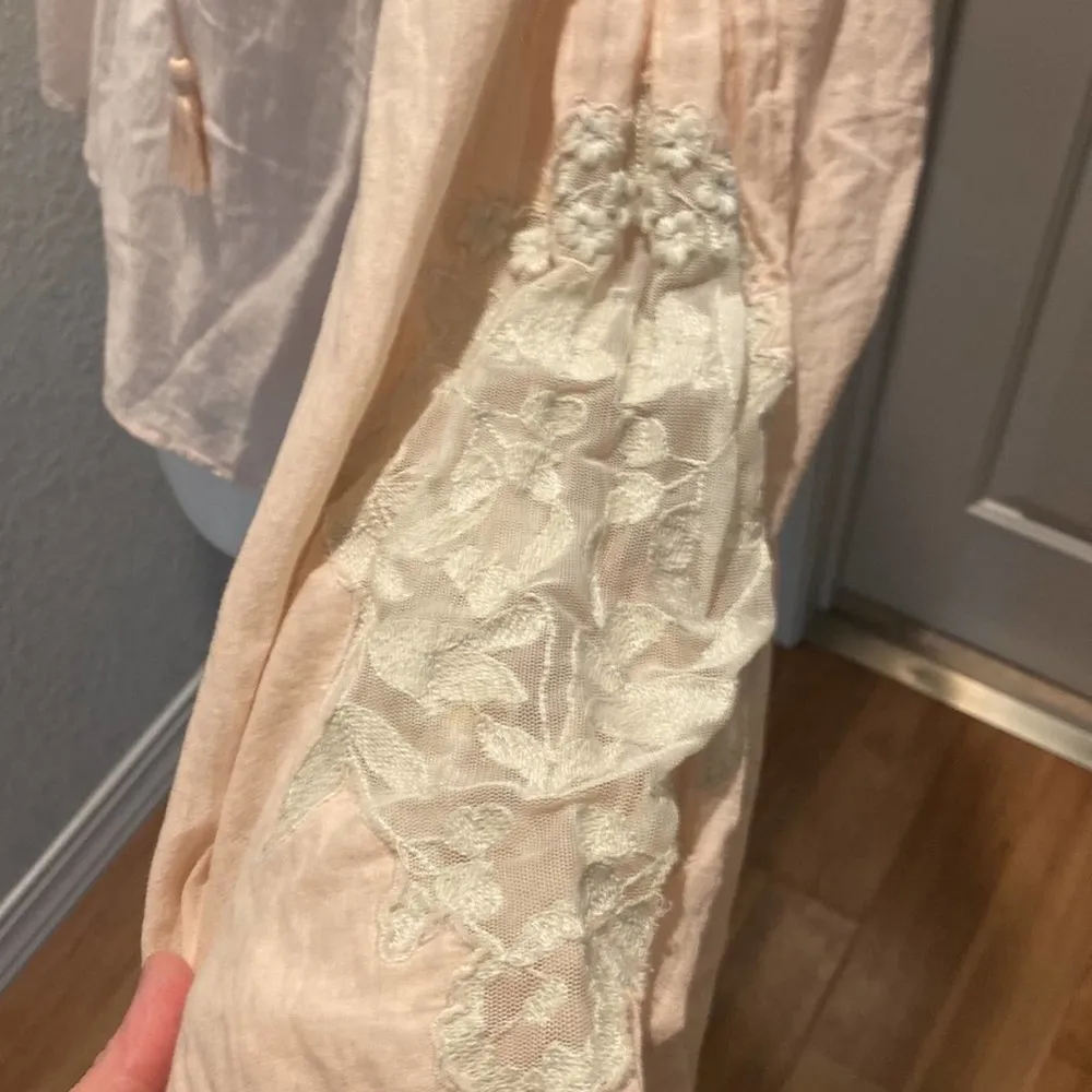 Free People Women’s Lightweight Tunic Top Split V-neck w/ Tie Front Tassel Sz XS - Image 84