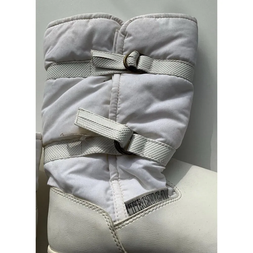 TECNICA Skandia White Fur Ski Boots Made Italy Women’s Size 6.5/ 37 EU - Image 4