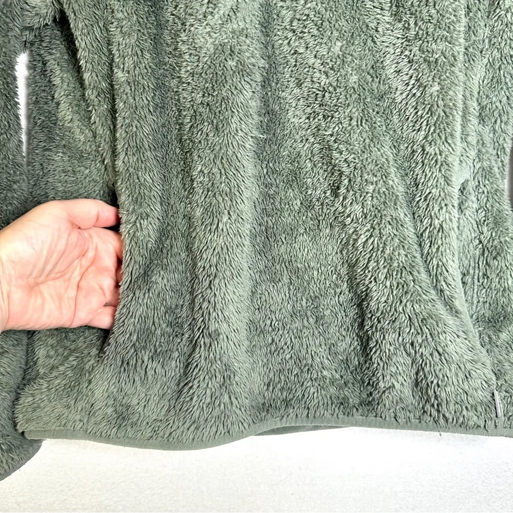 Eddie Bauer Sherpa Fleece Pullover Top Women's M Sage Green 1/4 Zip Pockets - Image 2