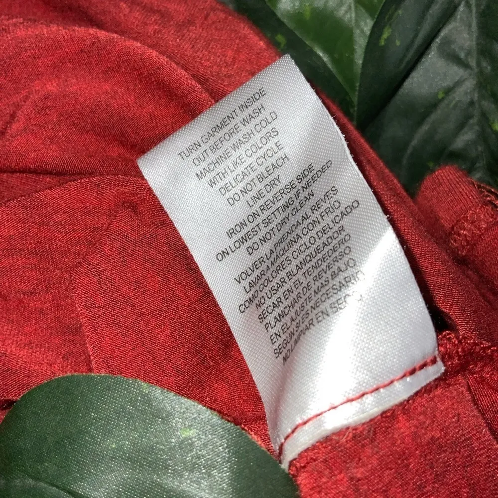 Democracy Rust Red Pullover Lace Up Front Casual 3/4 Sleeve Shirt L - Image 10