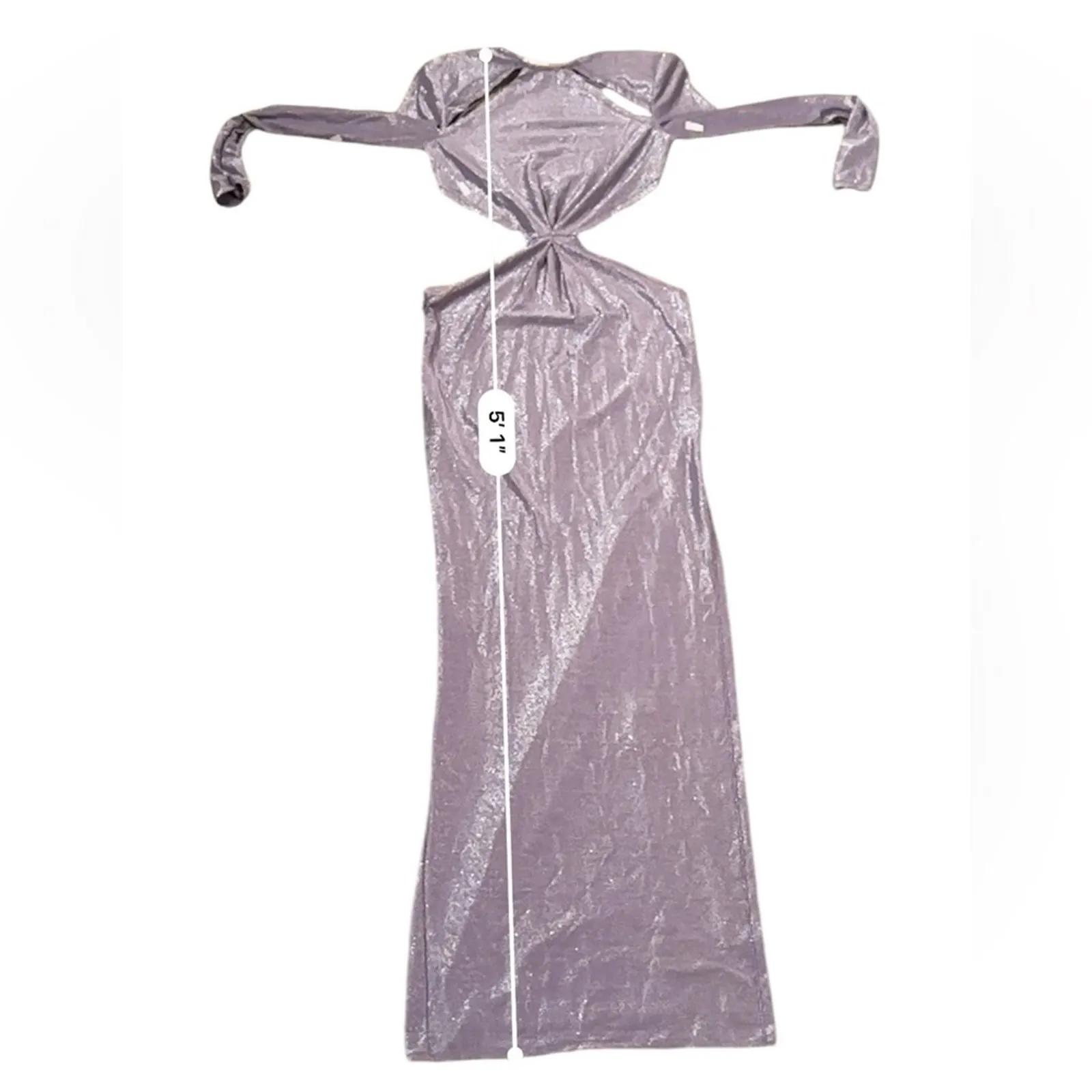 RTR Bronx & Banco Amara‎ Lilac Cut Out Side Slit Long Sleeve Maxi Dress Sz 4 - Image 17