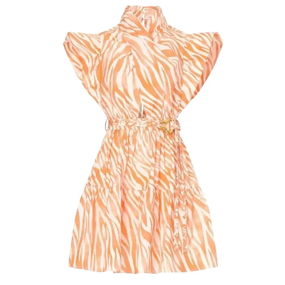 Derek Lam Collective Orange Zebra Cutout Mini Dress size 38 / US 2 MSRP $425 - Image 5