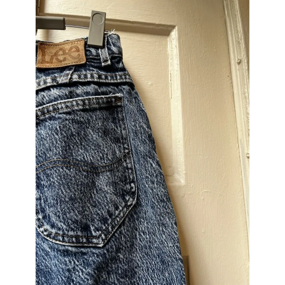 Vintage 80s Lee Riders Mid Rise Tapered Jeans Womens SZ 4 High-Waist Acid-Wash - Image 10
