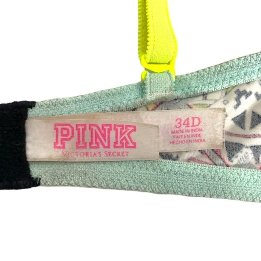 PINK Victoria’s Secret Wear Everywhere Aztec Push Up Bra Black White Size 34D - Image 7