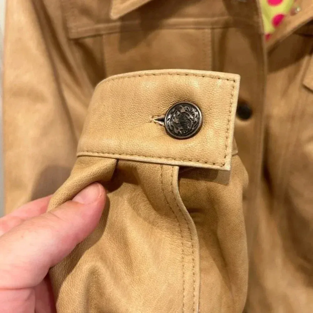 Bolsa Leather‎ Jacket Tan Nude Beige size Medium Brown - Image 10