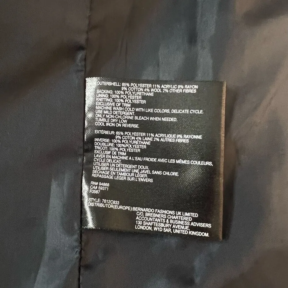 Collection B Navy Blue Speckled Velvet Trim Coat Size Large - Image 10