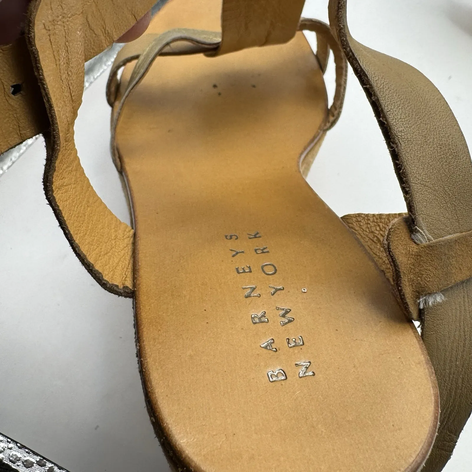 Barneys New York Wedge Sandals -brown/gold- Size 37 (US Size 6.5-7) - Image 6