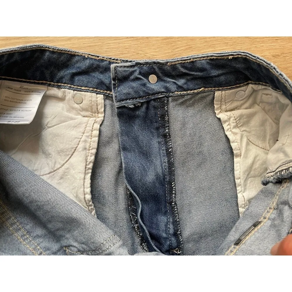 Kancan women’s jeans high rise medium wash distressed straight skinny y2k US 32 Blue - Image 5