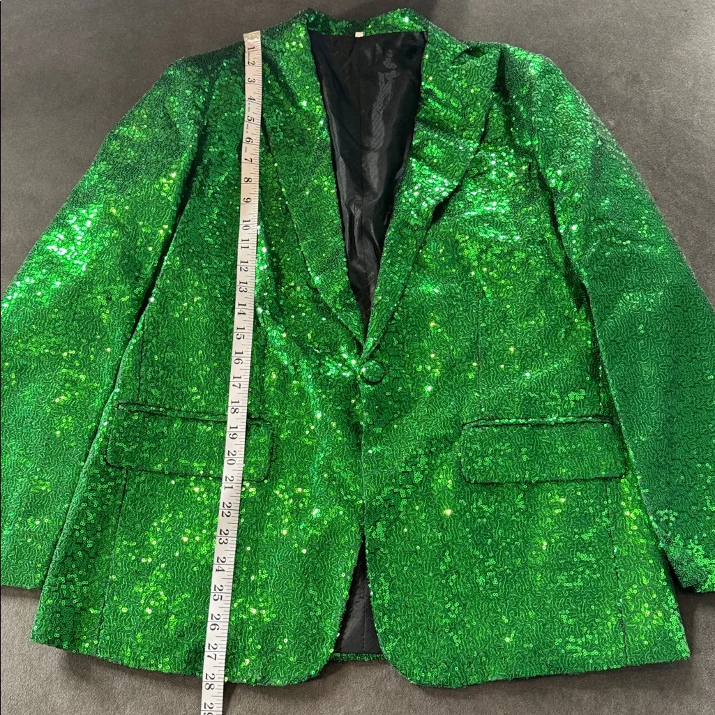 Women’s Green Fully Sequined Prom Party Wedding Pant Suit Set Size XL NWOT - Image 6