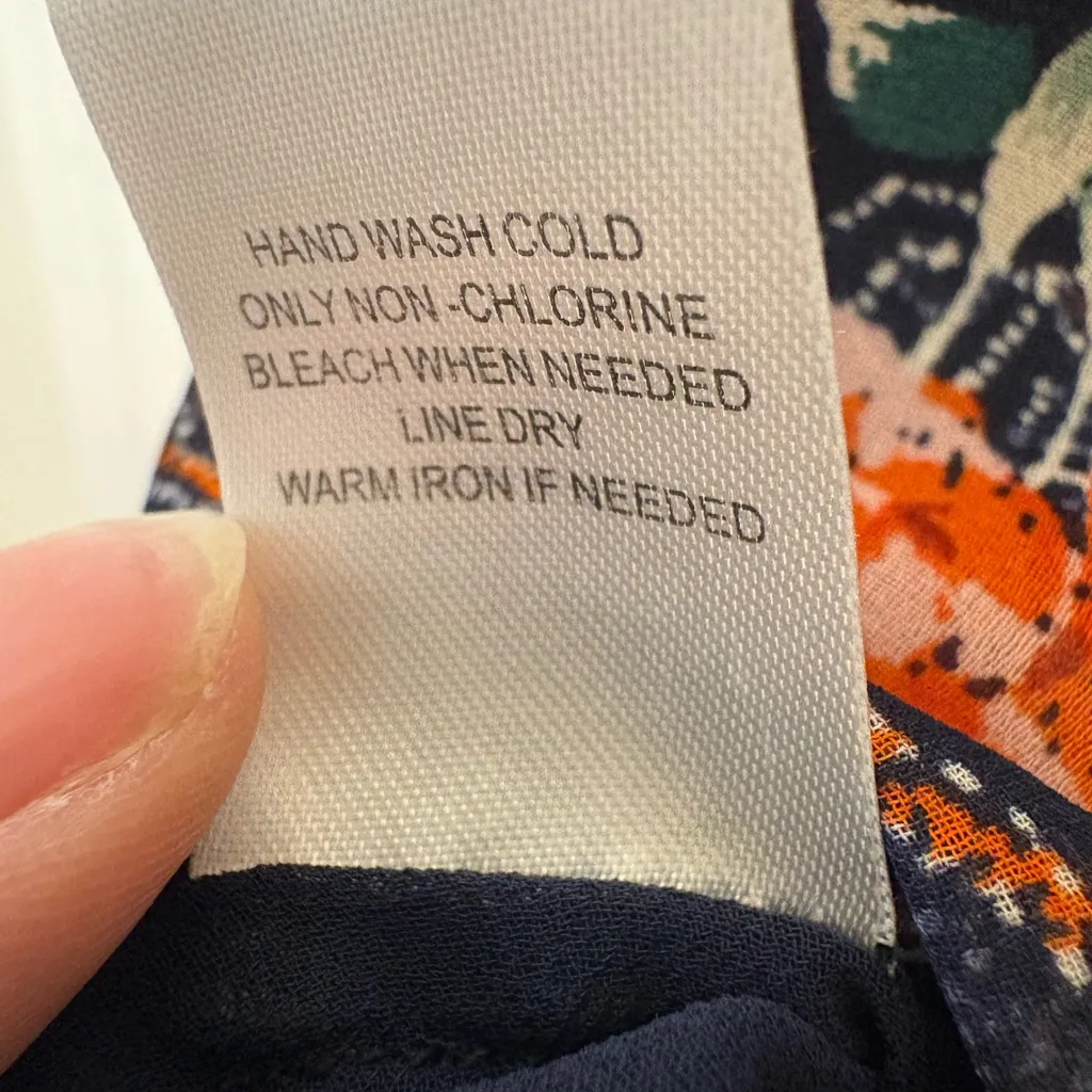 Daniel Rainn Navy Boho Floral Peasant Blouse Long Sleeve Tunic Style Large - Image 6