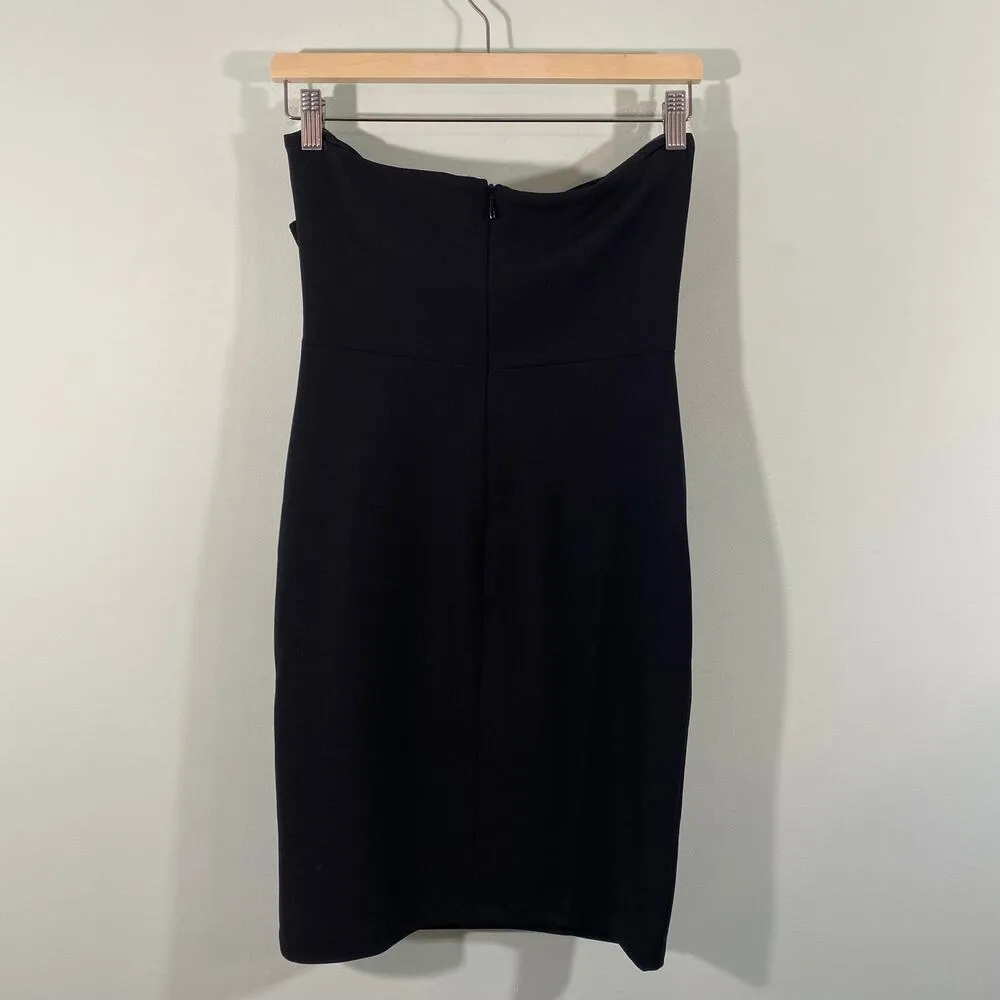 H&M Women Black Big Bow Accent Strapless Little Black Dress Size 10 Holiday LBD - Image 7