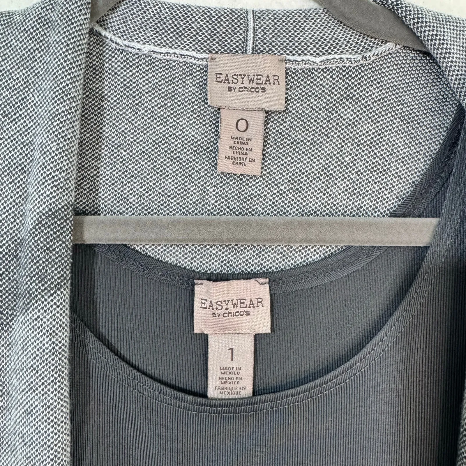 Chico's Easywear Charcoal Gray Tank & Open-Front Abstract Cardigan Size 0/Small - Image 6