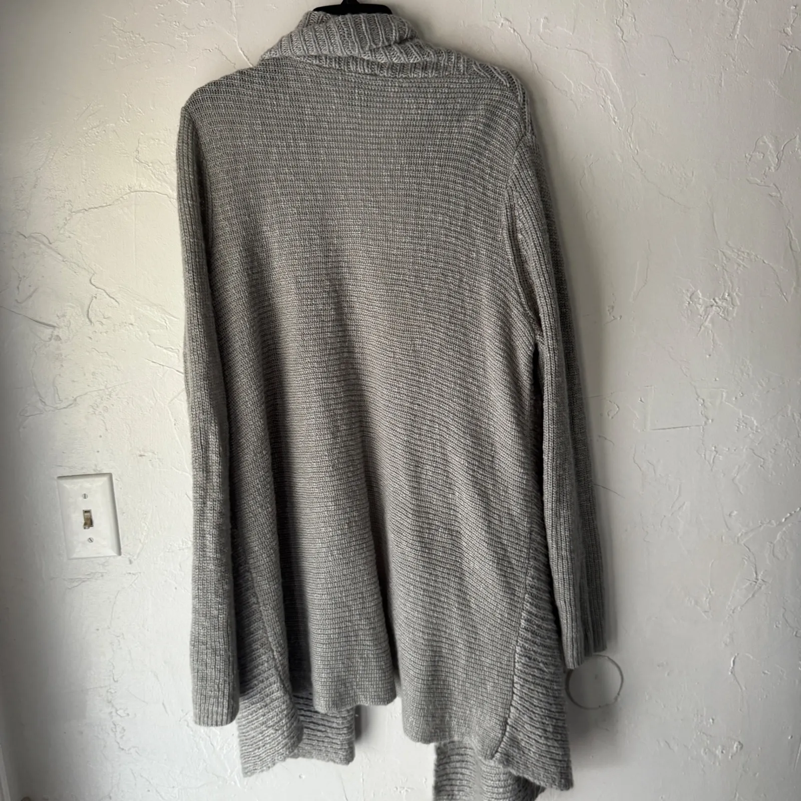 Ann Taylor XL Gray Ribbed Open Front Cardigan Long‎ Sleeve Sweater Knitwear - Image 4