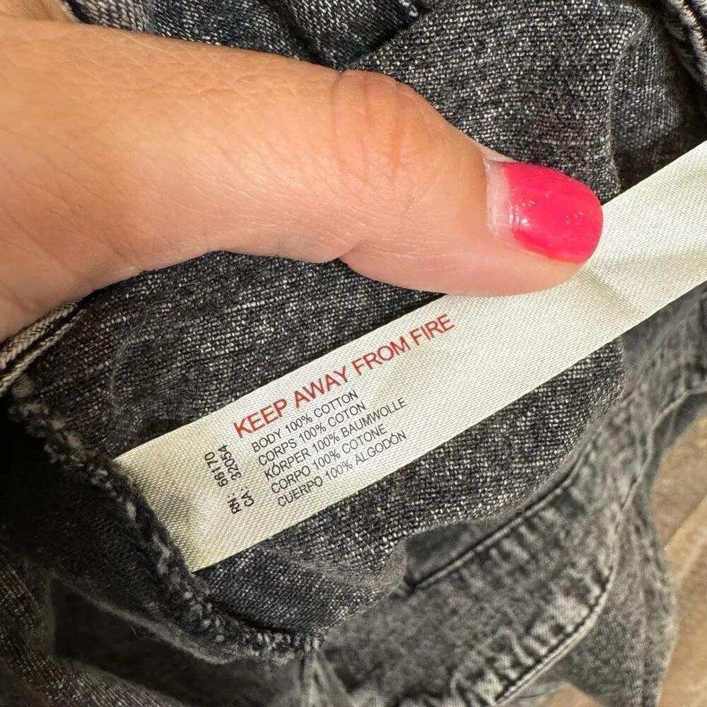 Free People Wilderado On Mute Gray Black Soft Jean Mini Dress Medium - Image 8