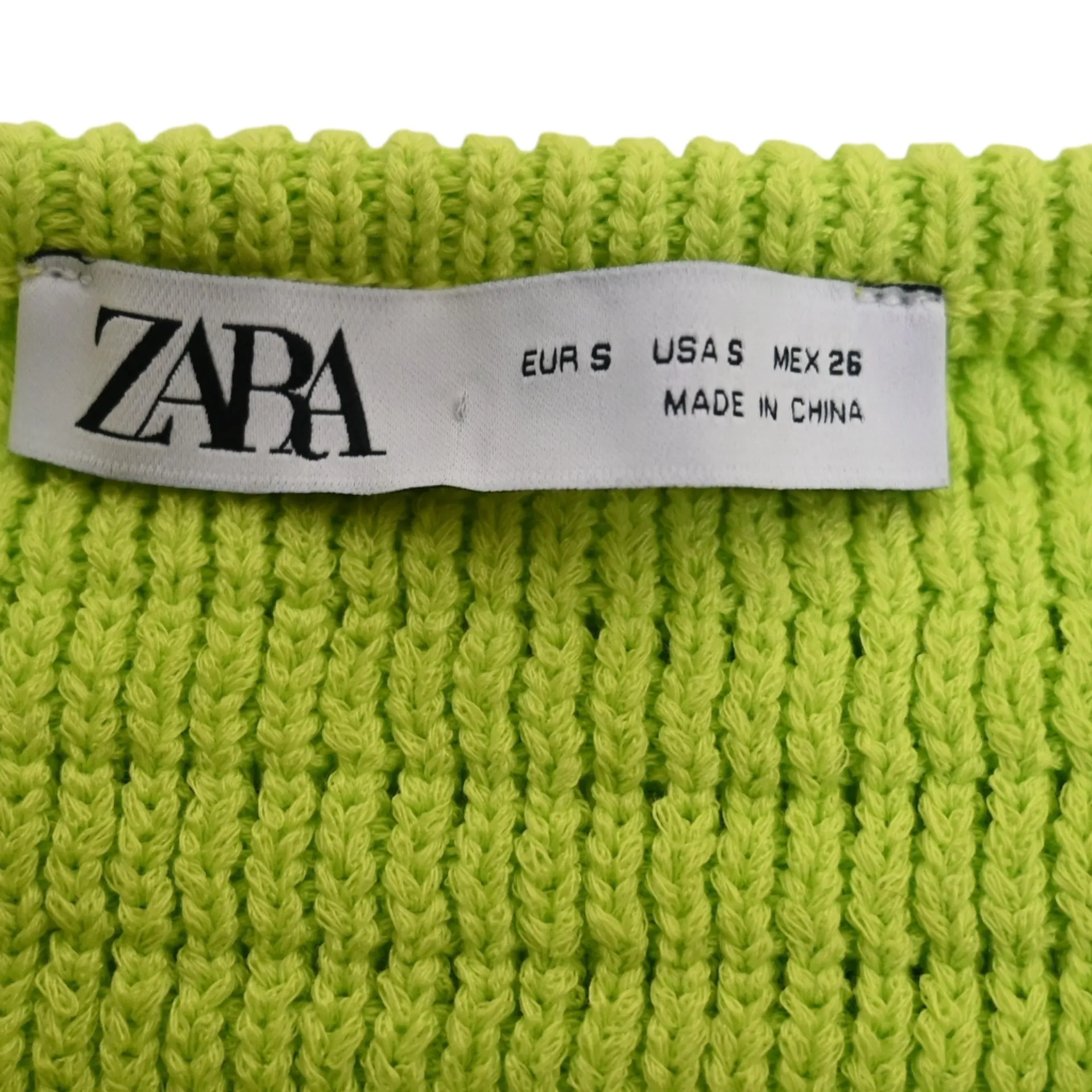 Zara Women's S Limited Edition Lime Green Crochet Knit Top with Floral Design - Image 7