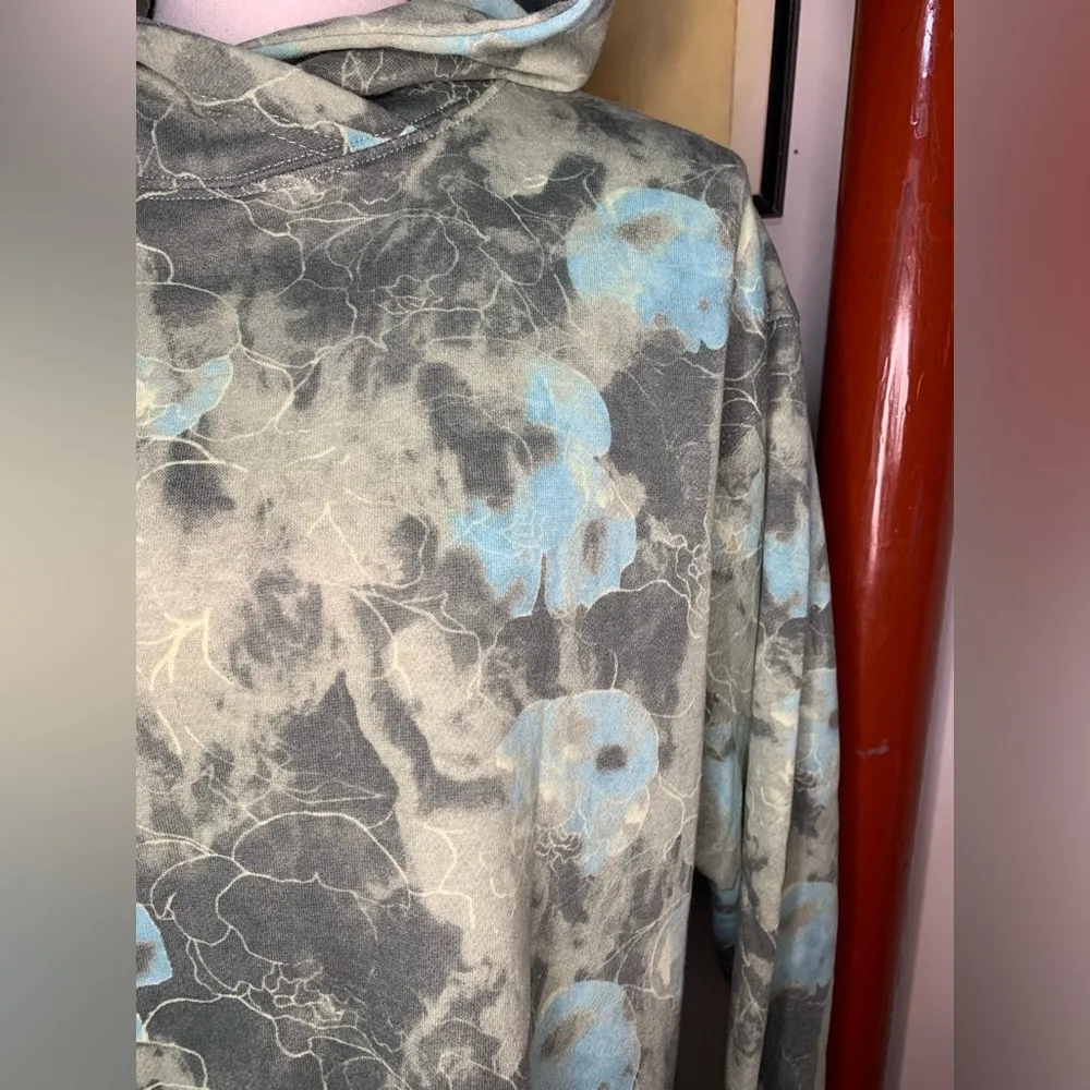 Green and Blue Tie-Dye Hoodie Long Sleeve Top - Image 2