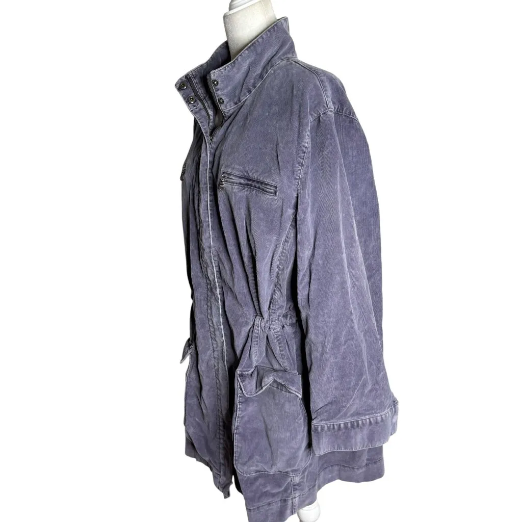 J Jill Stretch Utility Jacket Adjustable Waist 2XL Grey Purple Cotton Pockets - Image 5