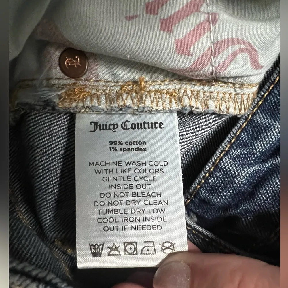 Juicy Couture Frayed Hem Straight Leg Denim Jeans 27 - Image 6