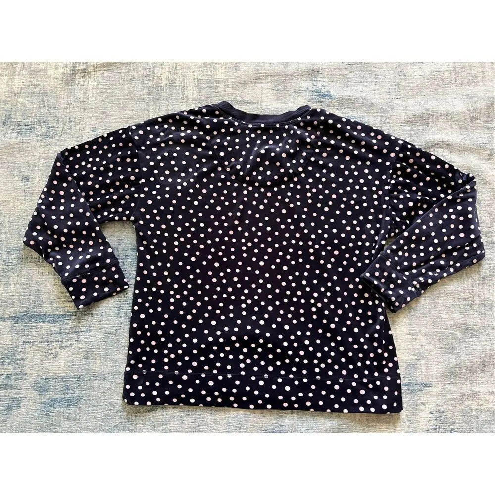 Nautica Navy Blue Polka Dot Plush Velour Pajama Set Women's Small - Image 2