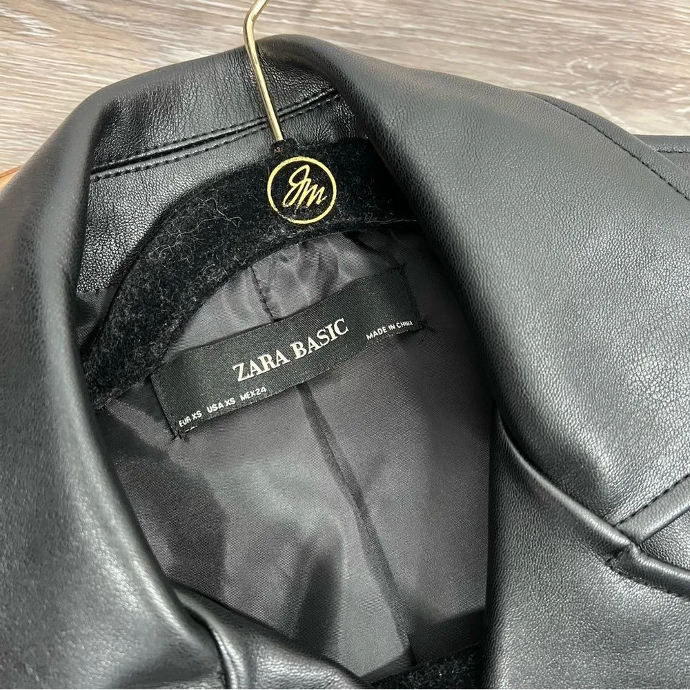 Zara‎ faux leather Moto jacket black - Image 3