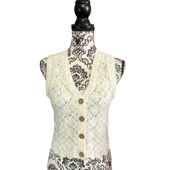 CLEO + WOLF White Cropped Sweater Knit Vest Size XS - Image 2